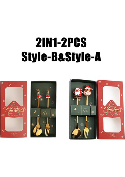 10 Paket Noel Kaşık ve Çatal Seti Paslanmaz Çelik Yaratıcı Sofra Takımı Kahve Çay Tatlı Kaşık ve Çatal Zarif Hediye Seti (Yurt Dışından)