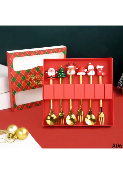 4 Adet Noel Kahve Kaşık Çatal Seti Elk Noel Çatal Bıçak Takımı Ağaç Dekoru Tatlı Kepçesi Meyve Çatalı Kahve Kaşığı Noel Hediyeleri (Yurt Dışından)