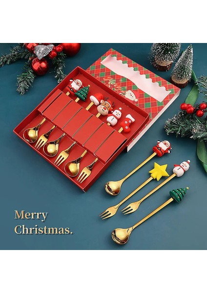 Parti Çatal Kaşık Setleri Noel Paslanmaz Çelik Yaratıcı Sofra Takımı Seti Glod Kaşık Çatal Dekorasyon Çatal Bıçak Takımı Hediye (Yurt Dışından) modelleri