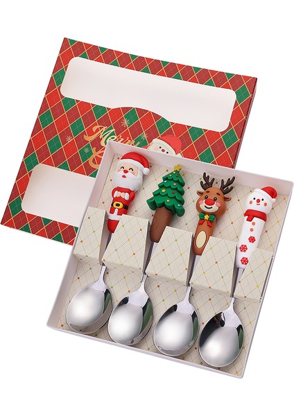 (2/4/6 Parça) Noel Kaşık ve Çatal Seti Paslanmaz Çelik Yaratıcı Sofra Takımı Kahve Çay Tatlı Kaşık ve Çatal Zarif Hediye Seti (Yurt Dışından)