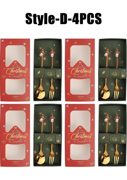 10 Paket Noel Kaşık ve Çatal Seti Paslanmaz Çelik Yaratıcı Sofra Takımı Kahve Çay Tatlı Kaşık ve Çatal Zarif Hediye Seti (Yurt Dışından)