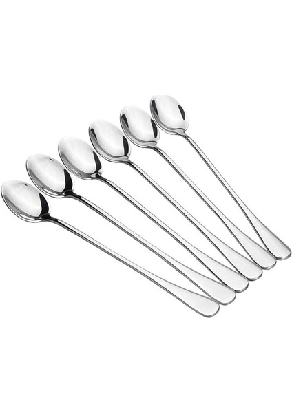 Paslanmaz Çelik Yuvarlak Başlı Uzun Saplı Buzlu Çay Kaşığı, Kahve Kokteylleri, Sütlü Çaylar, Sütlü Içecekler Için Idealdir. (Yurt Dışından)