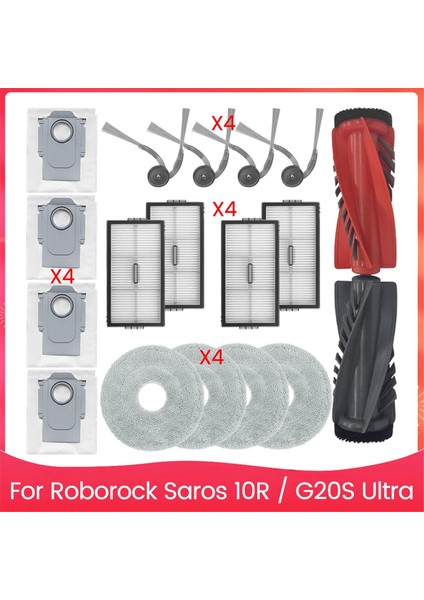 Roborock Saros 10R / G20S Ultra Elektrikli Süpürgeler Ana Yan Fırça Hepa Filtreler Paspas Pedleri Toz Torbaları Aksesuar Seti (Yurt Dışından)