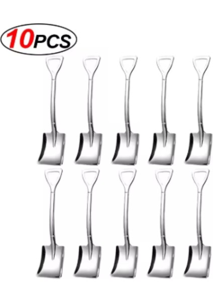 10 Adet Paslanmaz Çelik Kürek Kaşık Altın Gümüş Mini Kahve Çay Kaşığı Meyve Dondurma Tatlı Kaşığı Kepçe Mutfak Sofra Takımı (Yurt Dışından)