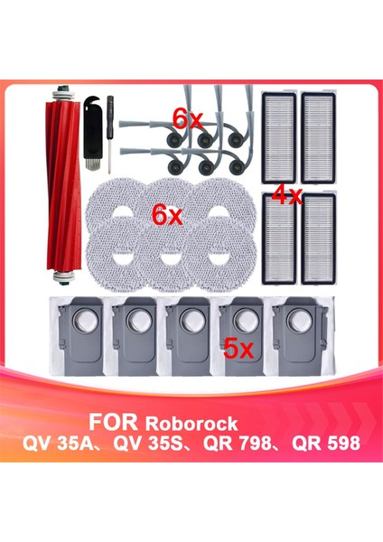 Roborock Qv 35A, Qv 35S, Qr 798, Qr 598 Robot Süpürge ile Uyumlu Yedek Aksesuar Seti (Yurt Dışından)