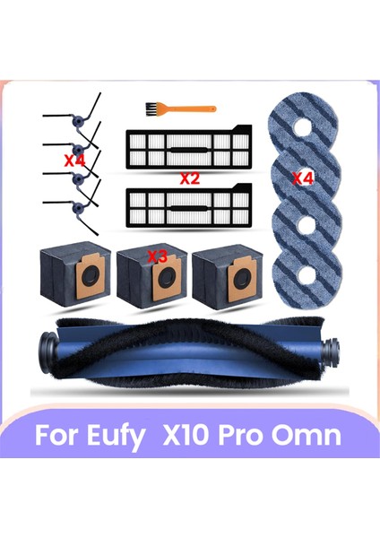 Eufy X10 Pro Omni Elektrikli Süpürge Parçaları Için 15 Adet Yedek Aksesuarlar Silindir Yan Fırça Filtre Paspas Pedleri Toz Torbaları (Yurt Dışından)