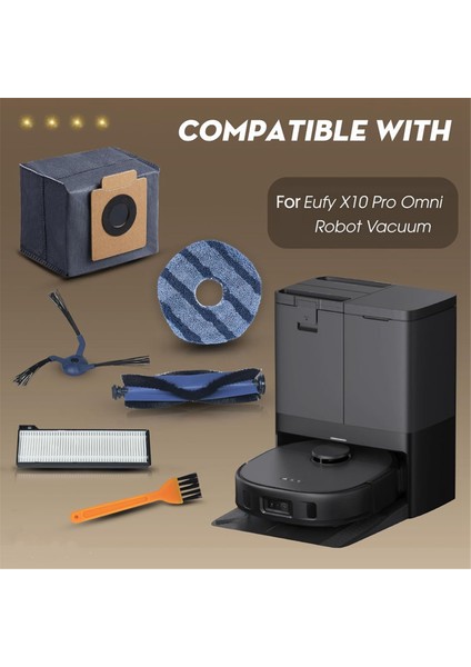 Eufy X10 Pro Omni Elektrikli Süpürge Parçaları Için 15 Adet Yedek Aksesuarlar Silindir Yan Fırça Filtre Paspas Pedleri Toz Torbaları (Yurt Dışından) modelleri