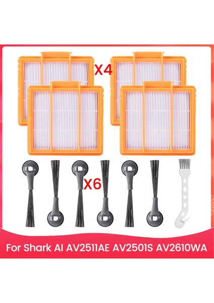 Shark Aı AV2511AE AV2501S AV2610WA Robot Süpürge Için Yan Fırçalar Ön Motor Filtreleri Yedek Parçaları (Yurt Dışından)