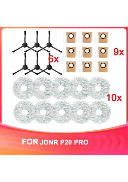 P20 Pro Elektrikli Süpürge Yedek Aksesuar Seti Yan Fırça Paspas Bezi Toz Torbası Verimli Mikrofiber Temizlik (Yurt Dışından)