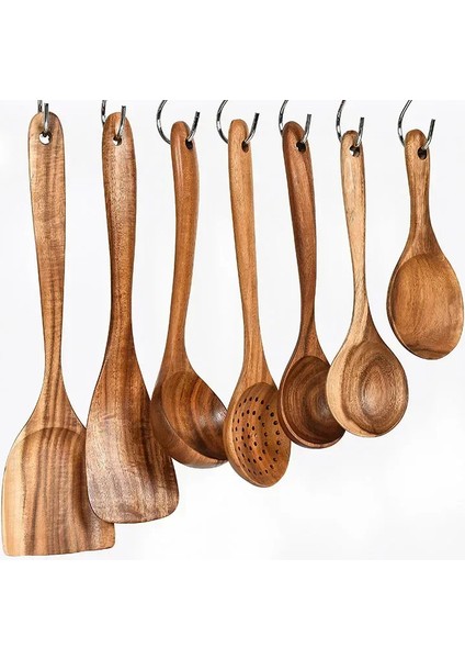 Tayland Tik Doğal Ahşap Sofra Takımı Kaşık Pirinç Süzgeci Çorba Kepçesi Pişirme Çorba Kaşıkları Kepçe Mutfak Seti Alet (Yurt Dışından) fırsatları