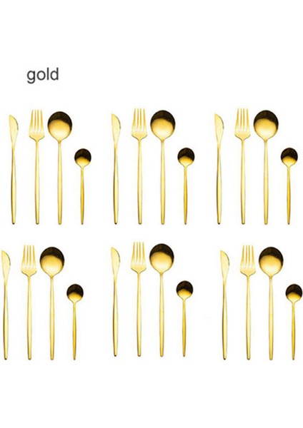 Altın Kaplama Yemek Takımları 304 Paslanmaz Çelik Çatal Bıçak Takımı Sofra Takımı Batı Biftek Gümüş Bıçak Çatal Çay Kaşığı Akşam Yemeği Mutfak P1 (Yurt Dışından)