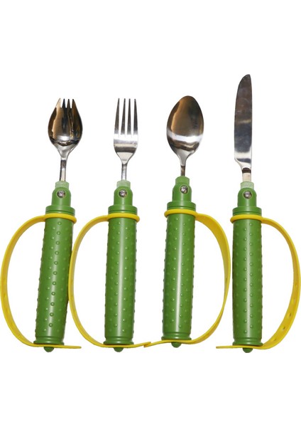 Paslanmaz Çelik Bıçak Çatal Kaşık Düşme Önleyici Kayışlar Yaşlılar ve Engelliler Için Ayarlanabilir Açı Yardımcı Çatal Bıçak Takımı (Yurt Dışından) fırsatları