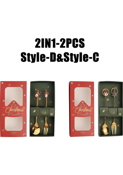 10 Paket Noel Kaşık ve Çatal Seti Paslanmaz Çelik Yaratıcı Sofra Takımı Kahve Çay Tatlı Kaşık ve Çatal Zarif Hediye Seti (Yurt Dışından)