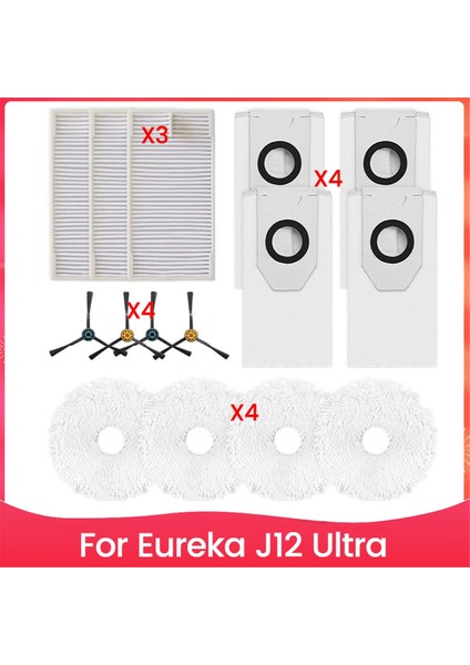 J12 Ultra Için Paspaslar, Toz Torbaları ve Yan Fırçalarla Etkili Temizlik Sağlayan Elektrikli Süpürge Aksesuar Seti (Yurt Dışından)