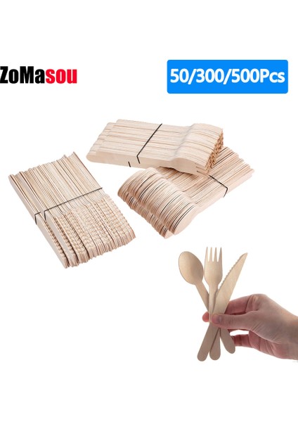 10-500 Adet Tek Kullanımlık Ahşap Çatal Bıçak Takımı/çatal Kaşık/kesici Bıçak Düğün Doğum Günü Parti Malzemeleri Mutfak Eşyası Tatlı Kek Kepçesi (Yurt Dışından) fiyatları