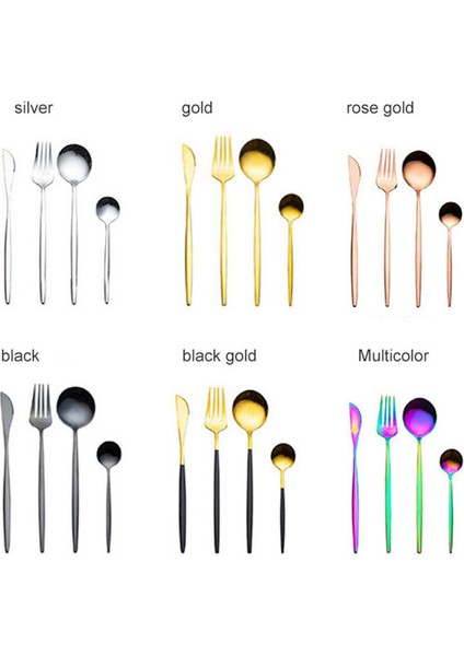 Altın Kaplama Yemek Takımları 304 Paslanmaz Çelik Çatal Bıçak Takımı Sofra Takımı Batı Biftek Gümüş Bıçak Çatal Çay Kaşığı Akşam Yemeği Mutfak P1 (Yurt Dışından) fiyatları