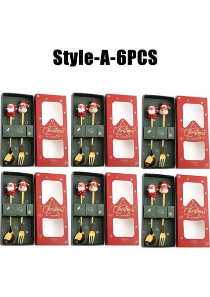 10 Paket Noel Kaşık ve Çatal Seti Paslanmaz Çelik Yaratıcı Sofra Takımı Kahve Çay Tatlı Kaşık ve Çatal Zarif Hediye Seti (Yurt Dışından)