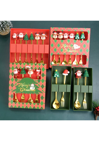 4 Adet Noel Kahve Kaşık Çatal Seti Elk Noel Çatal Bıçak Takımı Ağaç Dekoru Tatlı Kepçesi Meyve Çatalı Kahve Kaşığı Noel Hediyeleri (Yurt Dışından) modelleri