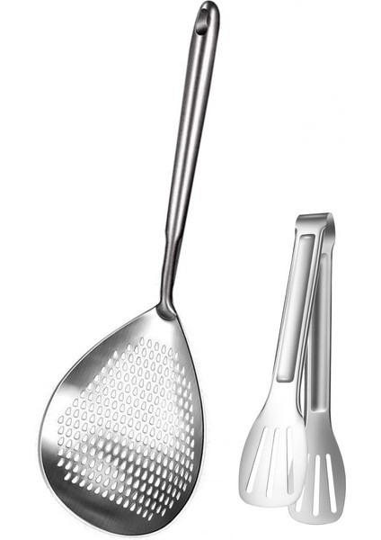 Oluklu Kaşık Paslanmaz Çelik Kepçe Oluklu Kaşık Paslanmaz Çelik Oluklu Kaşık Seti Kızartma, Servis, Makarna Pişirme Için (Yurt Dışından)