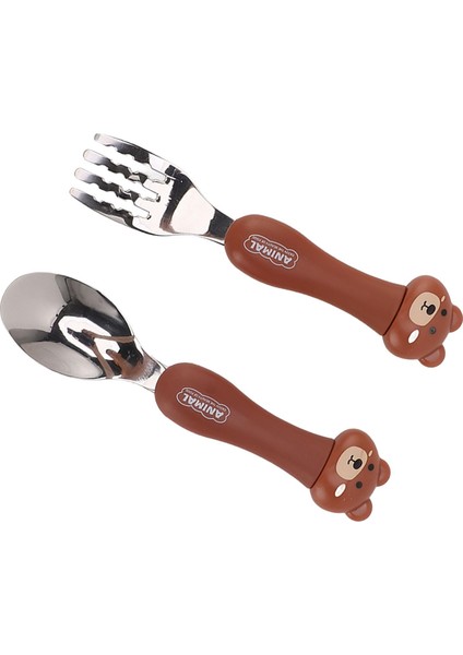 Paslanmaz Çelik Karikatür Çatal ve Kaşık Seti Bebek Beslenmesi Taşınabilir Hayvan Sofra Takımı Eğitim Gereçleri (Yurt Dışından) modelleri