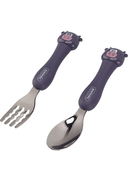 Paslanmaz Çelik Karikatür Çatal ve Kaşık Seti Bebek Beslenmesi Taşınabilir Hayvan Sofra Takımı Eğitim Gereçleri (Yurt Dışından) fırsatları