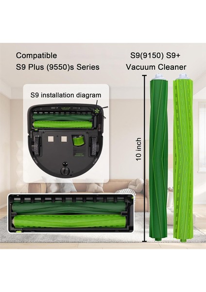 Irobot Roomba S9 9150 / S9+ Plus 9550 S Serisi Elektrikli Süpürge Için 2 Takım Kauçuk Rulo Fırça, Çok Yüzeyli Kauçuk Fırça (Yurt Dışından)