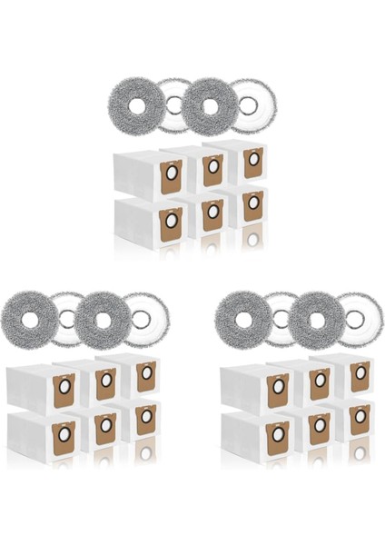 Dreame L10S Ultra L10 Ultra L10 Prime L20 Ultra Için 3 Set Toz Torbası Paspas Bezi, 6 Elektrikli Süpürge Torbası Islak Paspas Pedleri (Yurt Dışından)