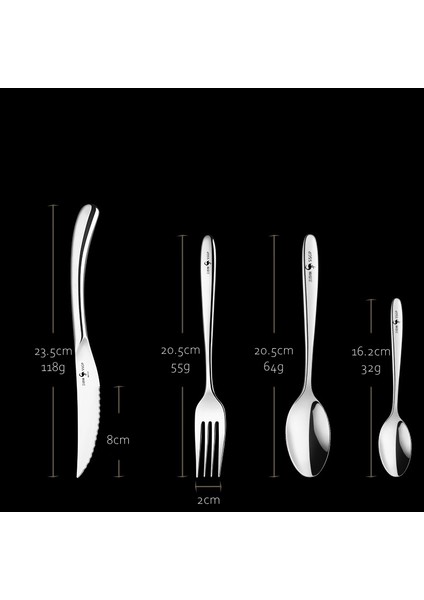 Lfgb Sertifikası 316 Paslanmaz Çelik Çatal Bıçak Takımı Clical Banquet Çatal Bıçak Kaşık Steak House Lüks Yemek Takımı Noel Yemeği Için (Yurt Dışından)