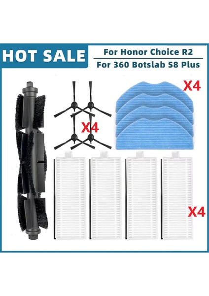 360 S8, Botslab S8 Plus, Choice R2, R2S Lite, R2 Plus Yedek Parça Aksesuarları Filtre Ana Yan Fırça ile Uyumludur (Yurt Dışından)