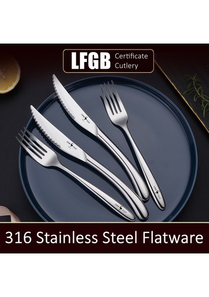 Lüks 316 Paslanmaz Çelik Çatal Bıçak Takımı Lfgb Sertifikası Çatal Bıçak Kaşık Yemek Takımı Biftek Aksesuarları Ziyafet Ev Yemeği (Yurt Dışından) fırsatları