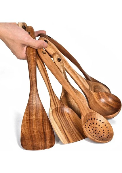 Tayland Tik Doğal Ahşap Sofra Takımı Kaşık Pirinç Süzgeci Çorba Kepçesi Pişirme Çorba Kaşıkları Kepçe Mutfak Seti Alet (Yurt Dışından) modelleri