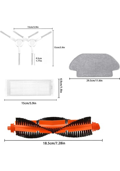 Xiaomi Mi Robot Vakumlu Paspas 2s / Mop Pro/mop P/robot S12/S10 EU/STYJ02YM Için 2 Set Ana Yan Fırça Hepa Filtre Paspas Bezi (Yurt Dışından) fırsatları