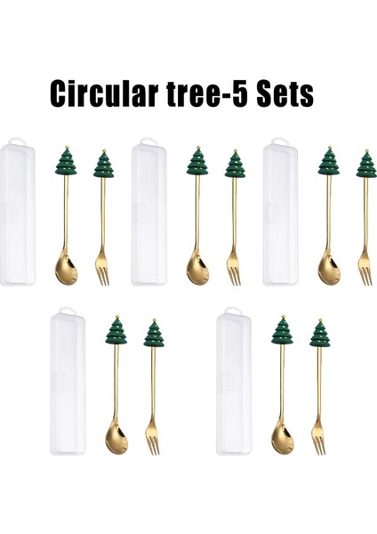 Şık Karikatür Gümüş Eşya Hediye Seti Paslanmaz Çelik Altın Noel Çay Kahve Kaşığı ve Çatal Bıçak Takımı Noel Hediye Kutusu ile (Yurt Dışından)