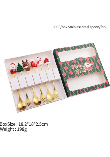 2/4/6 Parça Noel Çatal ve Kaşık Seti Paslanmaz Çelik Yaratıcı Sofra Takımı Kahve Çay Tatlı Çatal ve Kaşık Hediye Seti (Yurt Dışından)