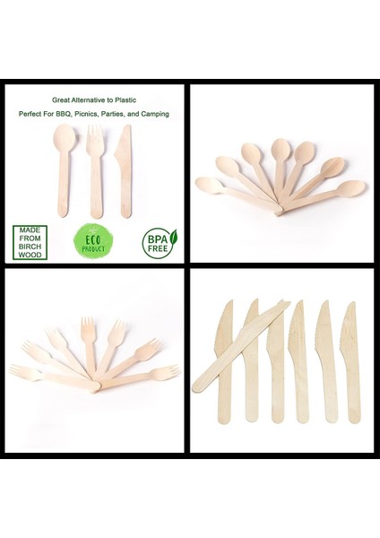 10-450 Adet Tek Kullanımlık Ahşap Kaşık Çatal Bıçak Çatal Bıçak Takımı Doğum Günü Düğün Piknik Parti Sofra Takımı Dekorasyon Malzemeleri Tatlı Pasta (Yurt Dışından) modelleri