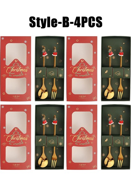 10 Paket Noel Kaşık ve Çatal Seti Paslanmaz Çelik Yaratıcı Sofra Takımı Kahve Çay Tatlı Kaşık ve Çatal Zarif Hediye Seti (Yurt Dışından)