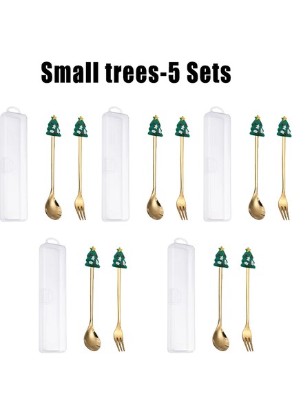 Şık Karikatür Gümüş Eşya Hediye Seti Paslanmaz Çelik Altın Noel Çay Kahve Kaşığı ve Çatal Bıçak Takımı Noel Hediye Kutusu ile (Yurt Dışından)