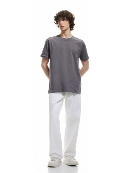 Kısa Kollu Bisiklet Yaka Pamuklu Slim Fit Erkek Basic Tişört fiyatları