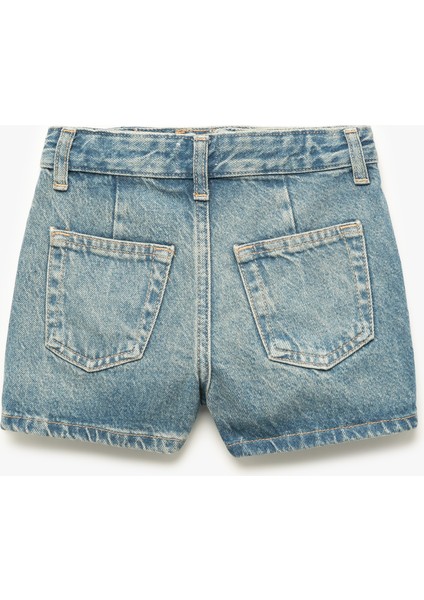 Cep Detaylı Pamuklu Denim Şort Etek