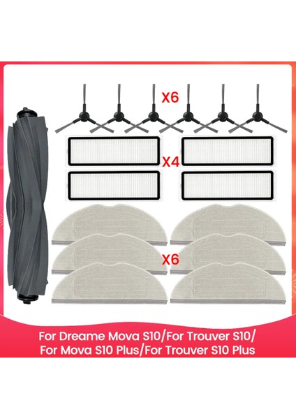 Dreame Mova S10/TROUVER S10/MOVA S10 Plus/trouver S10 Plus Yedek Parça Fırça Hepa Filtre Paspas Bezi (Yurt Dışından)