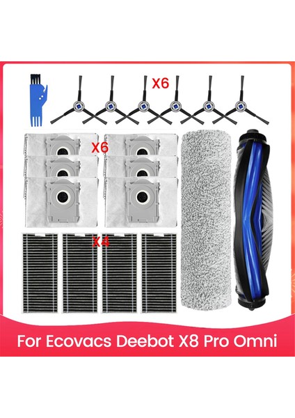Ecovacs Deebot X8 Pro Omni Elektrikli Süpürge Ana Yan Fırça Hepa Filtreleri Toz Torbaları Yedek Aksesuar Seti (Yurt Dışından)