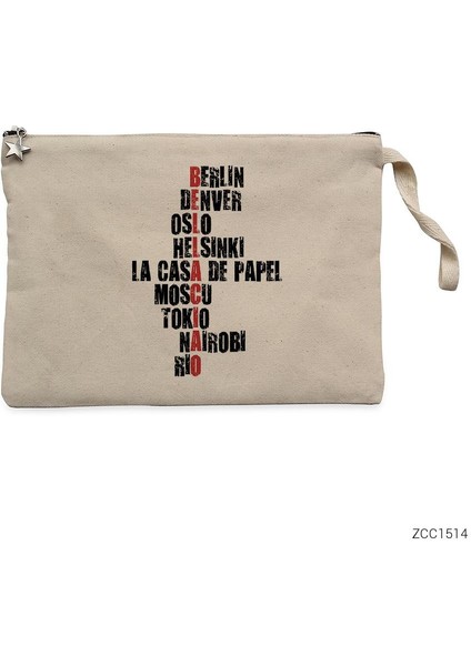 La Casa De Papel Bella Ciao Krem Clutch Astarlı Cüzdan / El Çantası