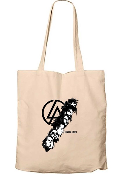 Linkin Park Logo Siluet Krem Kanvas Bez Çanta