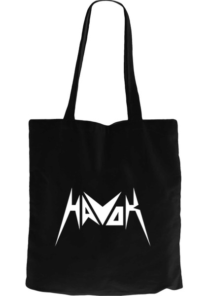 Havok Logo Text Siyah Kanvas Bez Çanta