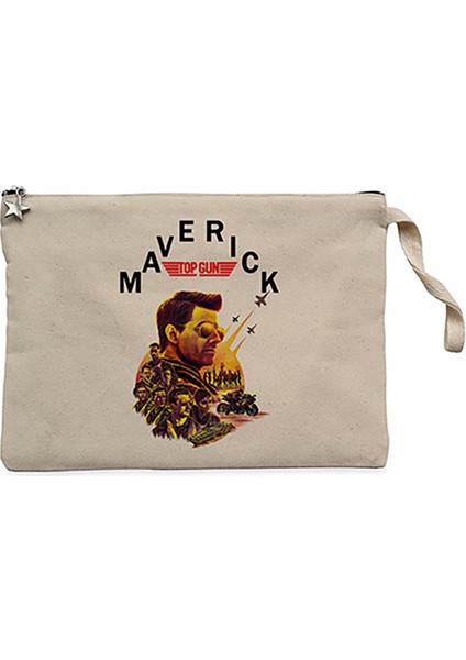 Top Gun Characters Krem Clutch Astarlı Cüzdan / El Çantası