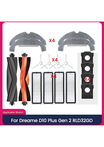 D10 Plus Gen 2/RLD32GD Elektrikli Süpürge Aparatı Için Yedek Parçalar Ana Yan Fırça Filtresi Toz Torbası Paspas Bezi (Yurt Dışından)
