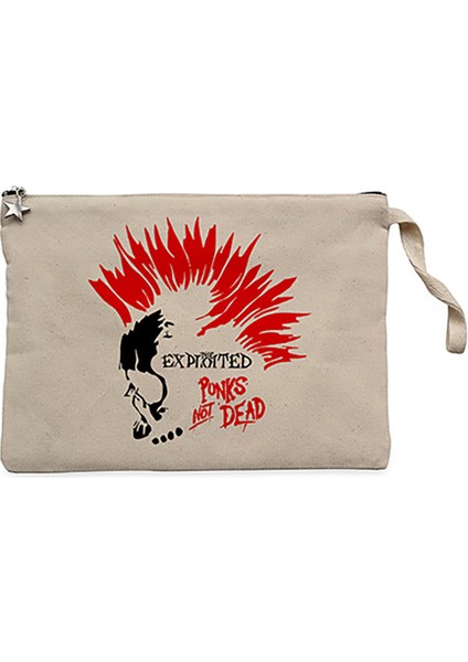 The Exploited Not Dead Punks Krem Clutch Astarlı Cüzdan / El Çantası