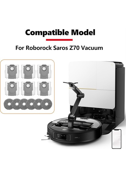 Roborock Saros Z70 Robot Süpürge Yedek Parçaları Için Paspas Bezi Toz Torbası Kitleri, 6 Paspas Bezi 6 Toz Torbası (Yurt Dışından) modelleri