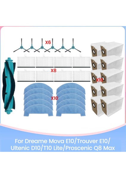 E10/TROUVER E10 D10/T10 Lite Q8 Max Yedek Parçalar Fırça Hepa Filtre Paspas Toz Torbası Için 35 Adet (Yurt Dışından)