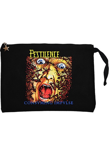 Pestilence Consuming Siyah Clutch Astarlı Cüzdan / El Çantası